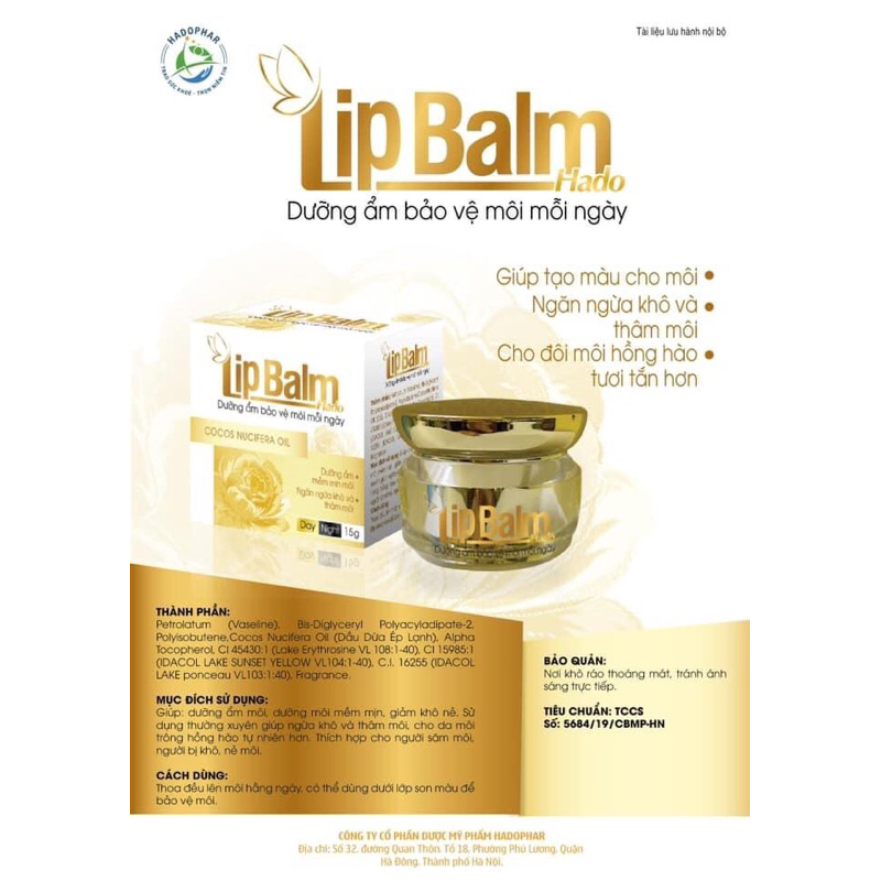 LipBalm  giúp dưỡng ẩm, ngừa thâm môi, khô môi sau săm, hương hoa hồng thơm