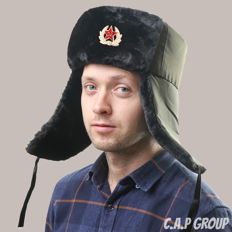 Mũ Hồng Quân Liên Xô lông Quân Đội lính Nga mùa Đông nón Ushanka giữ ấm có Huy Hiệu SoViet