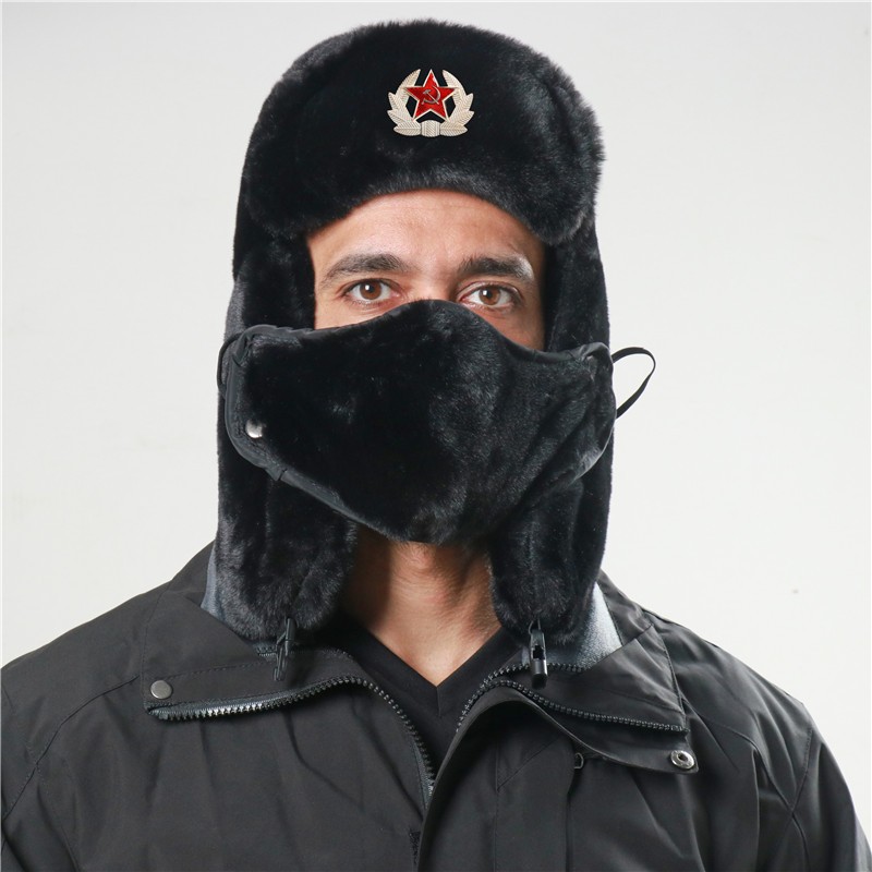 Mũ lông Hồng Quân Liên Xô Quân Đội lính Nga mùa Đông nón Lôi Phong giữ ấm có Huy Hiệu SoViet