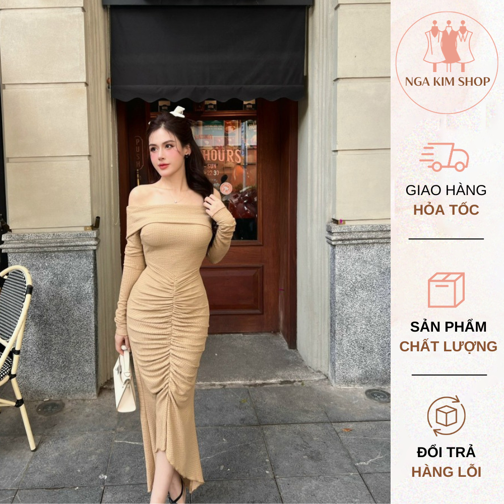 Váy Ôm Body Đuôi Cá Rúm Eo - Đầm Body Dáng Dài Tôn Dáng 3 Màu Sang Chảnh