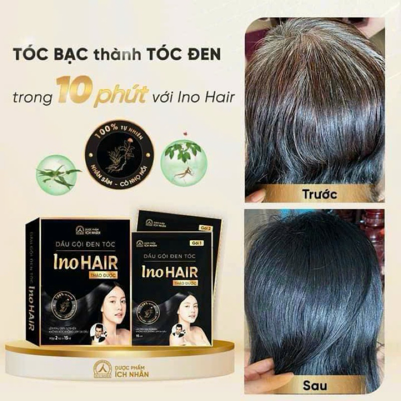 Dầu Gội Đen Tóc InoHAIR Dùng Cho 1 Lần Gội - Chính Hãng Dược Phẩm Ích Nhân
