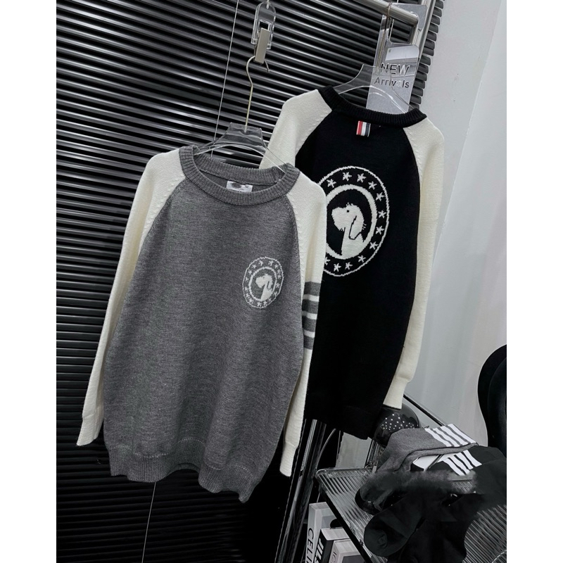 Áo len Thom kèm tất con chó dệt trước và sau - pinkxingclothing