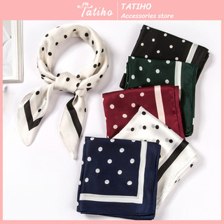 [Hàng Xịn, Giá Tốt] Khăn Lụa Vuông, Khăn Turban Họa Tiết Chấm Bi Màu Kem - Chất Liệu Chiffon - 70x70cm - Mã KL021