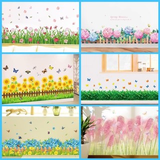 Decal dán chân tường trang trí nhiều mẫu hoa cỏ
