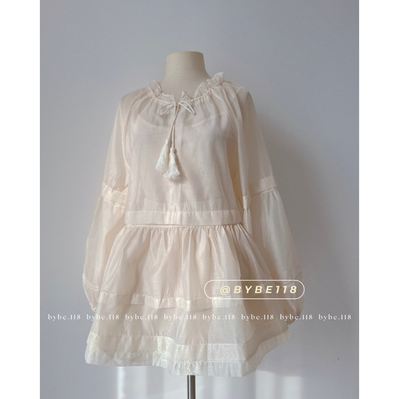 Set áo doll voan nude kèm áo 2 dây trong + short