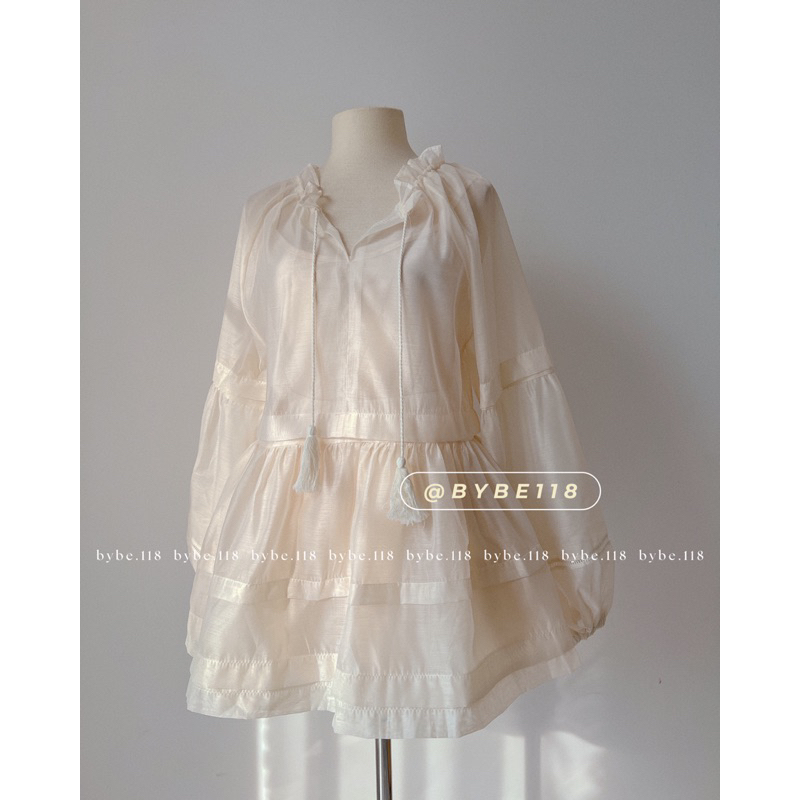 Set áo doll voan nude kèm áo 2 dây trong + short