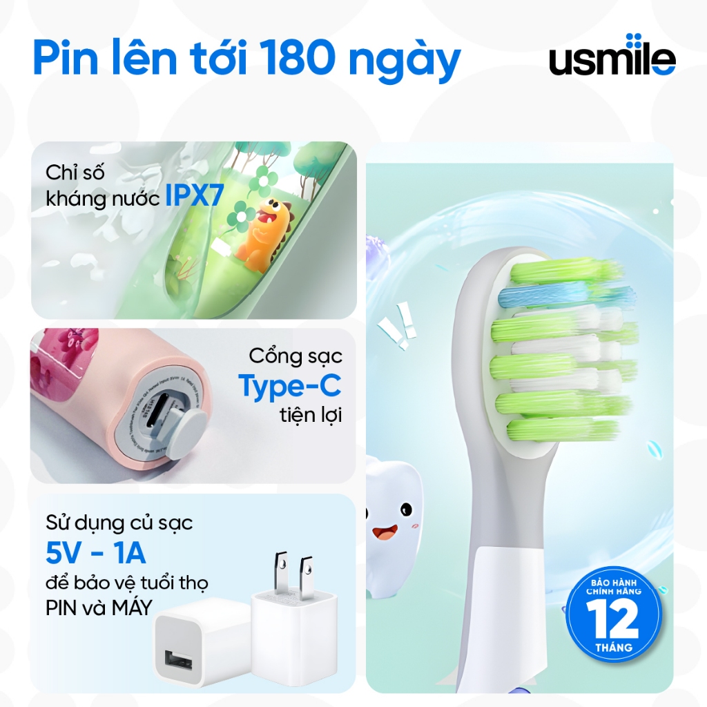 Bàn chải điện sóng siêu âm usmile Q4  - Bảo hành 12 tháng