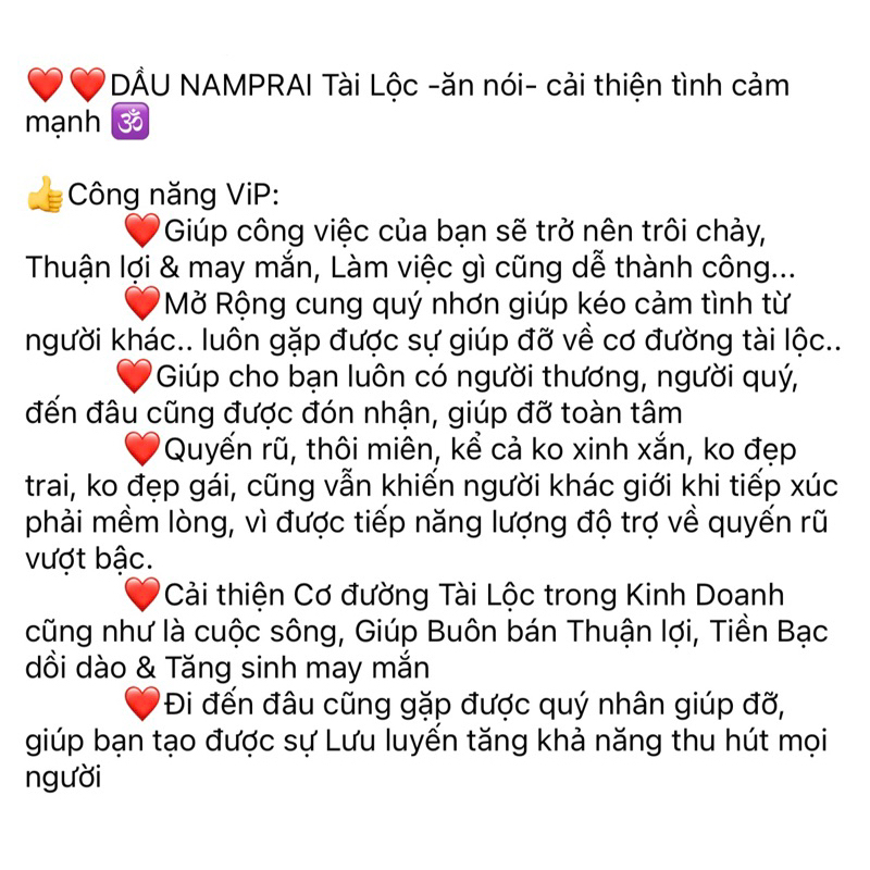 ❤❤DẦU NAMPRAI Tài Lộc -ăn nói- cải thiện tình cảm mạnh