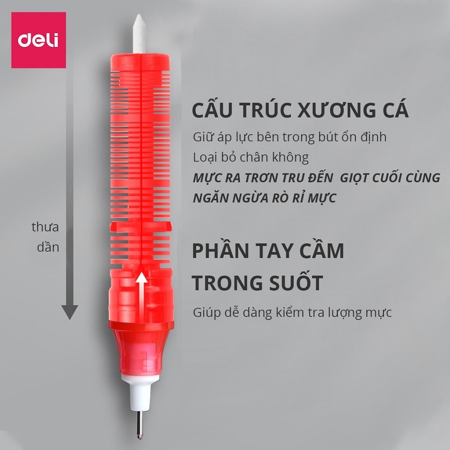 Bút bi nước bút gel nhanh khô - bút lông kim viết thư pháp Deli 856 - Ống bút liền mực 0.5mm Deli S856