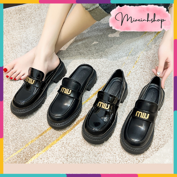 Giày Đốc da Miu Miu Sục da Miu Miu da bóng và da lì LOẠI 1 FULL HỘP siêu xinh
