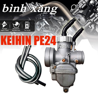 Keihin Bình xăng con,bình xăng bông mai PE24- Bộ chế hòa khí 24mm Piston đồng cho hệ thống động cơ xe máy chất lượng cao