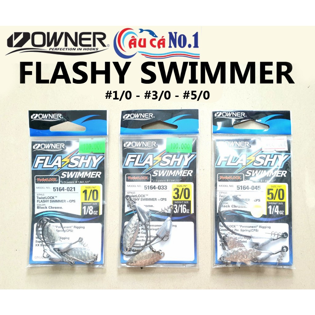 LƯỠI CÂU MỒI MỀM OWNER FLASHY SWIMMER SIZE 1/0 3/0 5/0