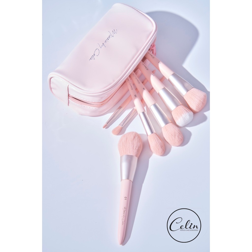 Bộ cọ trang điểm CELIN 12 cây hồng + có túi cọ makeup chuyên nghiệp cá nhân cao cấp lông mềm bộ trang điểm CO chumia
