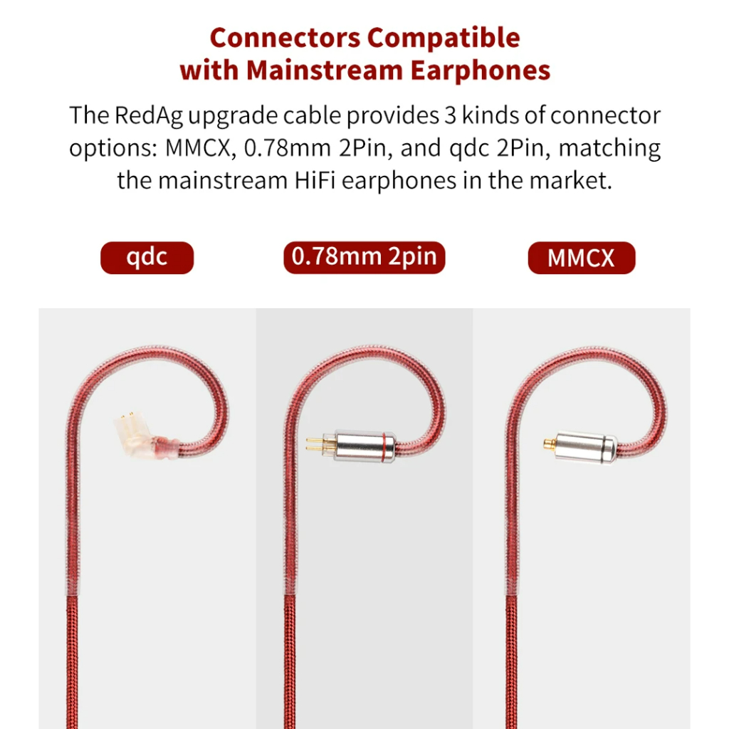 Cable NICEHCK REDAG | 4N Bạc nguyên chất | Dây cáp nâng cấp tai nghe
