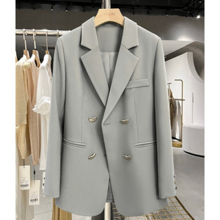 Áo khoác nữ áo khoác blazer nữ màu ghi xám mẫu mới nhất 2 lớp và có đệm vai