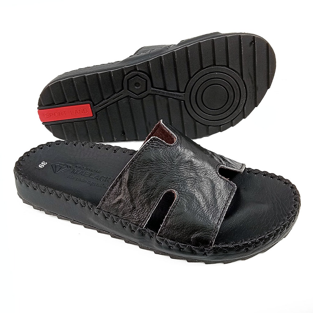 Dép da nam quai ngang da bò đế khâu thời trang nam tính H74