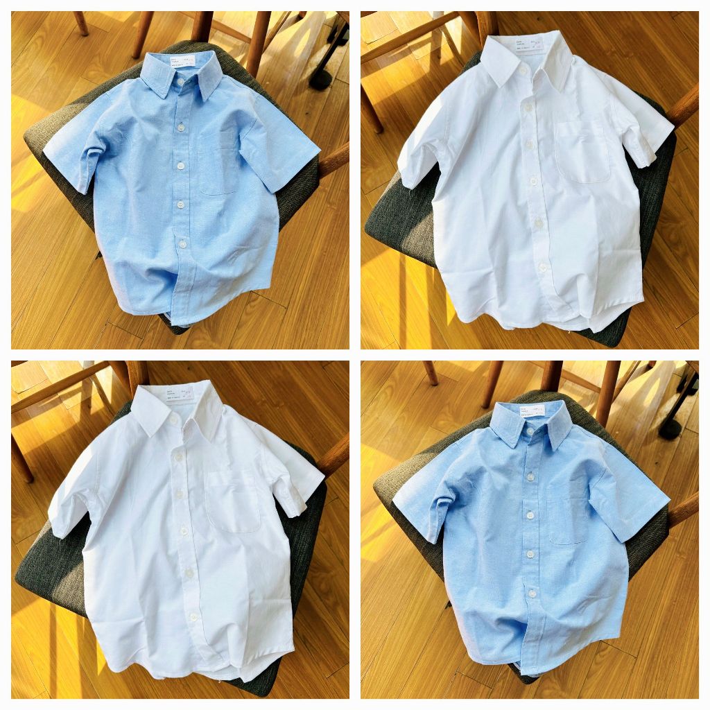 Áo Sơ Mi Trơn ZR Cho Bé Trai từ 22kg đến 50kg/ từ 4 tuổi đến 12 tuổi (Hỏa Tốc HCM)