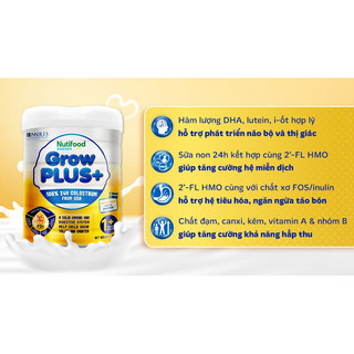 Sữa bột Nutifood GrowPLUS+ Vàng 0+, 1+, 2+ (800g)
