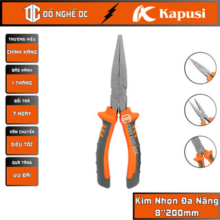 Kìm nhọn đa năng, kìm mỏ nhọn, mỏ cắt 8''200mm k-8037 kapusi nhật bản, thép crv, kẹp giữ và xoắn dây điện