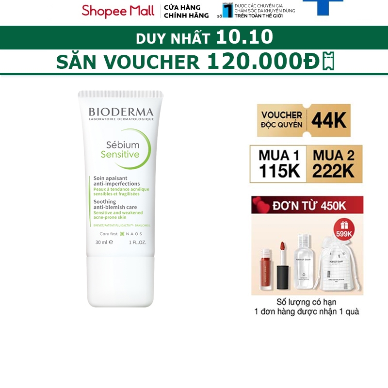 Kem dưỡng giảm mụn viêm nhạy cảm Bioderma Sebium Sensitive - 30 ml