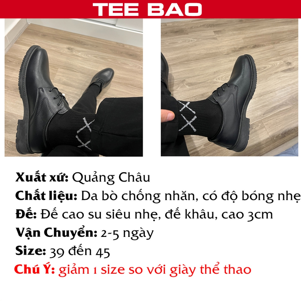 Giày Tây Da Nam Derby tăng chiều cao 3cm Phong Cách Thời Trang Hàn Quốc