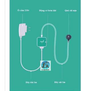 Máy sủi oxy mini siêu êm Yee-Nepall cho bể cá, thuỷ sinh