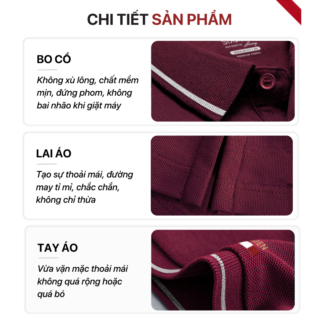 Áo thun Polo nam cao cấp có cổ bẻ SIXMEN  - PRIMEI SIXMEN - vải cá sấu cotton thoáng mát, thanh lịch