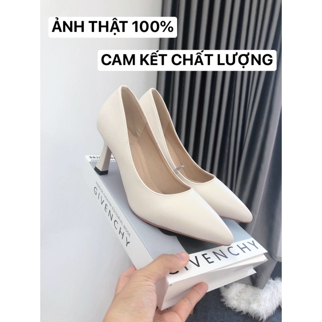 Giầy Cao Gót Nữ 7cm Mũi Nhọn Chất Da Đẹp Kiểu Dáng Thời Trang Công Sở