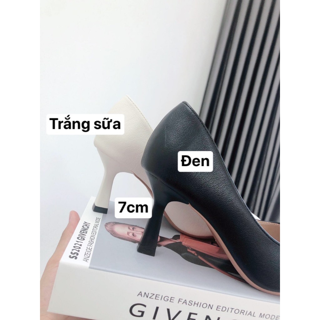 Giầy Cao Gót Nữ 7cm Mũi Nhọn Chất Da Đẹp Kiểu Dáng Thời Trang Công Sở