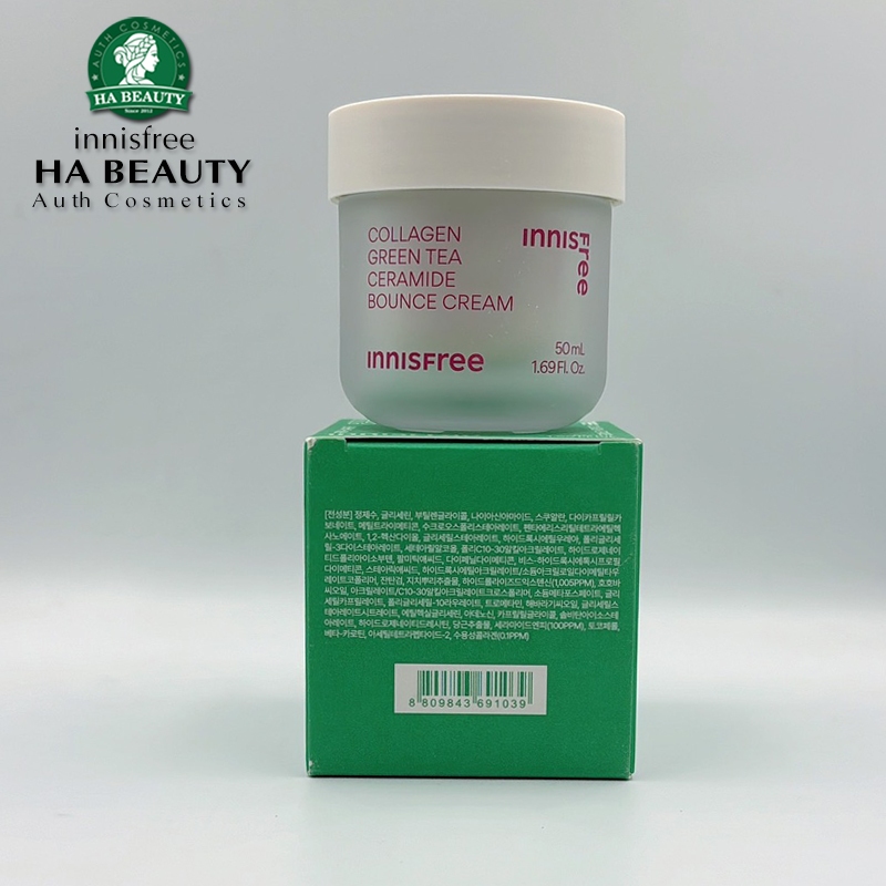 Kem dưỡng Cải thiện nếp nhăn và Làm sáng trắng da innisfree COLLAGEN GREEN TEA CERAMIDE BOUNCE CREAM 50mL