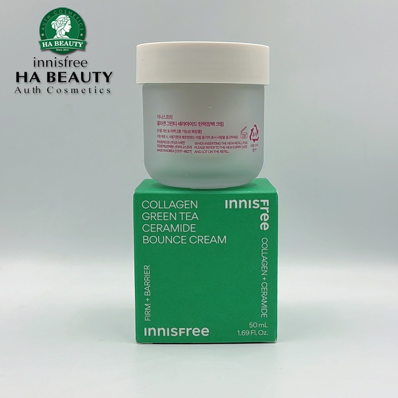 Kem dưỡng Cải thiện nếp nhăn và Làm sáng trắng da innisfree COLLAGEN GREEN TEA CERAMIDE BOUNCE CREAM 50mL