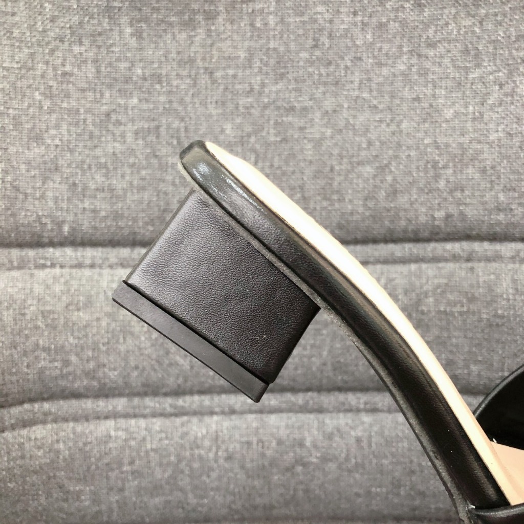 Dép cao gót nữ 3 cm quai ngang vân trám, đế vuông chắc chắn bền đẹp