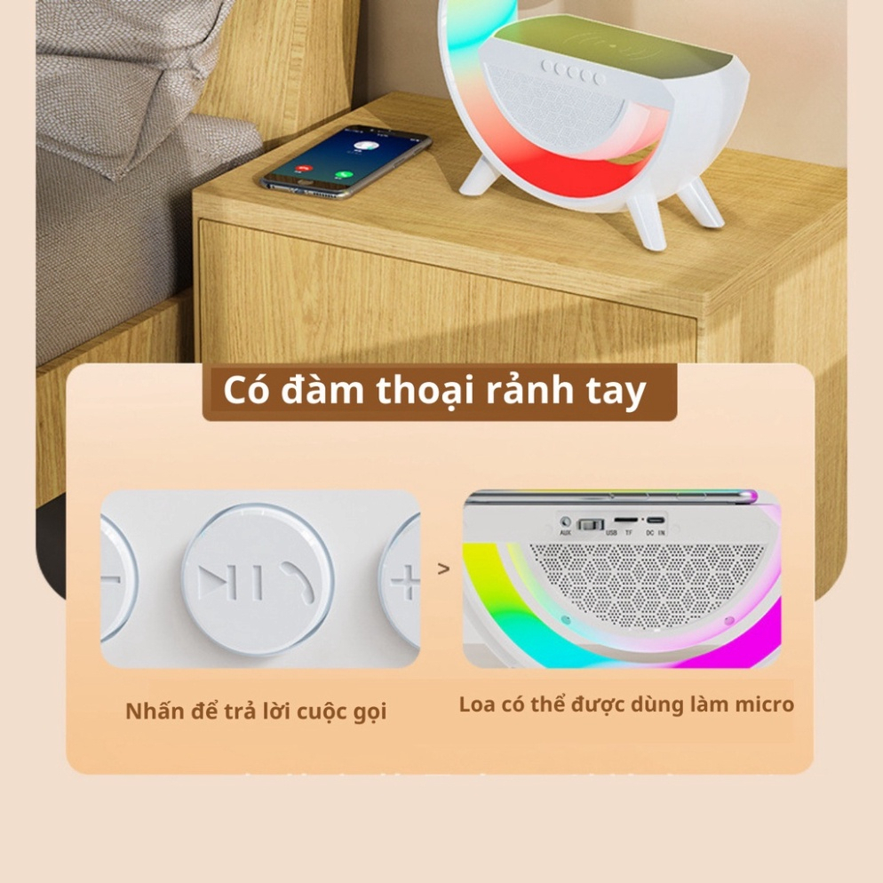 Loa Bluetooth Thông Minh N95 Tích Hợp Sạc Không Dây, Đèn LED 265 Chế Độ Màu Cực Kì Tiện Lợi, Nhạc Hay, Âm Thanh Chuẩn