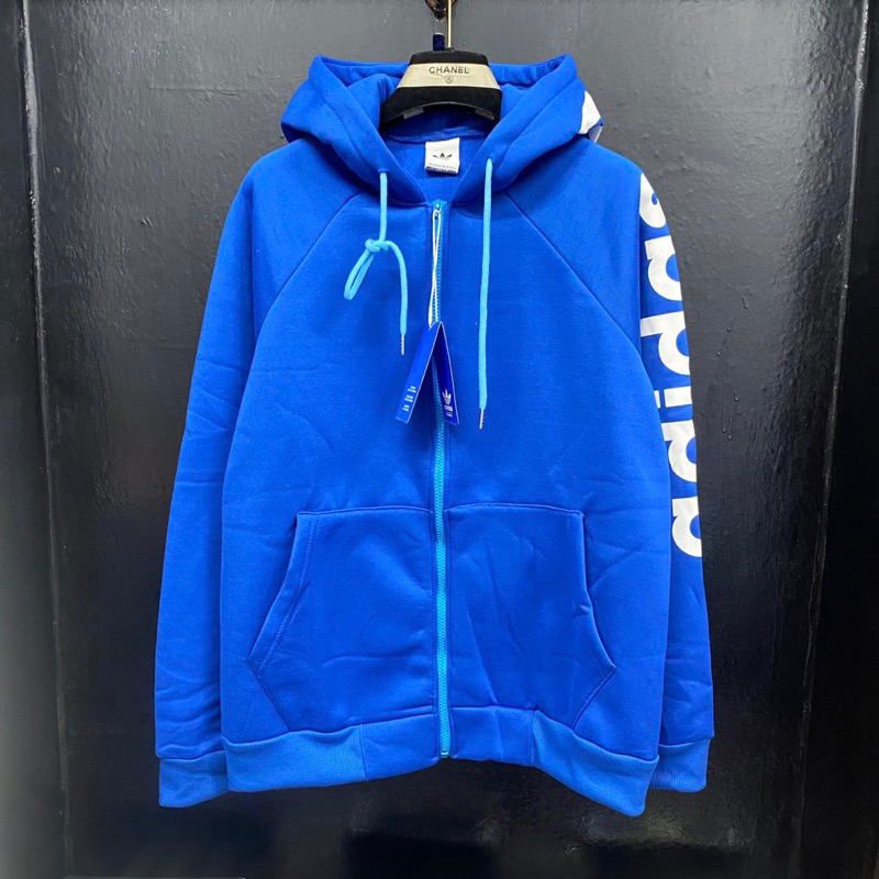 Áo nỉ hoodie adidas , Áo khoác khóa zip im chữ dọc tay áo. Áo chất nỉ bông dày dặn phong cách thể thao năng động