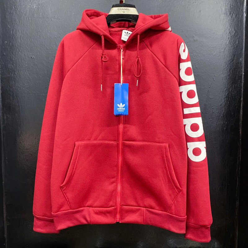 Áo nỉ hoodie adidas , Áo khoác khóa zip im chữ dọc tay áo. Áo chất nỉ bông dày dặn phong cách thể thao năng động