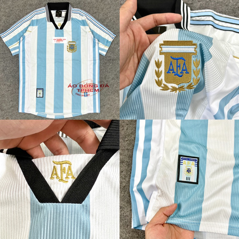 Retro.ARGEN.1998 - Áo Bóng Đá RETRO CLASSlC hàng Thái cao cấp- Retro.ARGEN sọc98