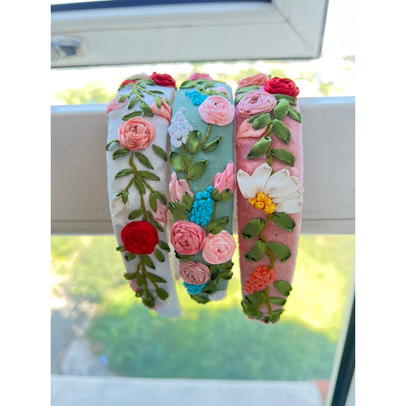 Cài tóc vải nhung thêu Handmade by Chang