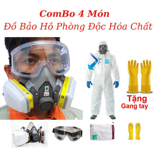 Trọn bộ mặt nạ phun thuôc sâu kèm quần áo bảo hộ chống hóa chất, gang tay bảo hộ