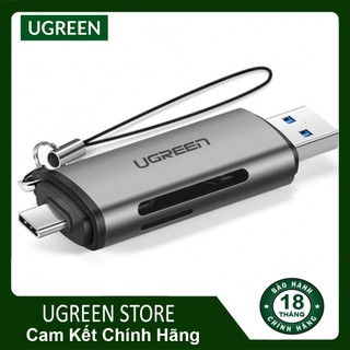 Đầu đọc thẻ nhớ sd/tf chuẩn usb type c và usb 3.0 ugreen chính hãng