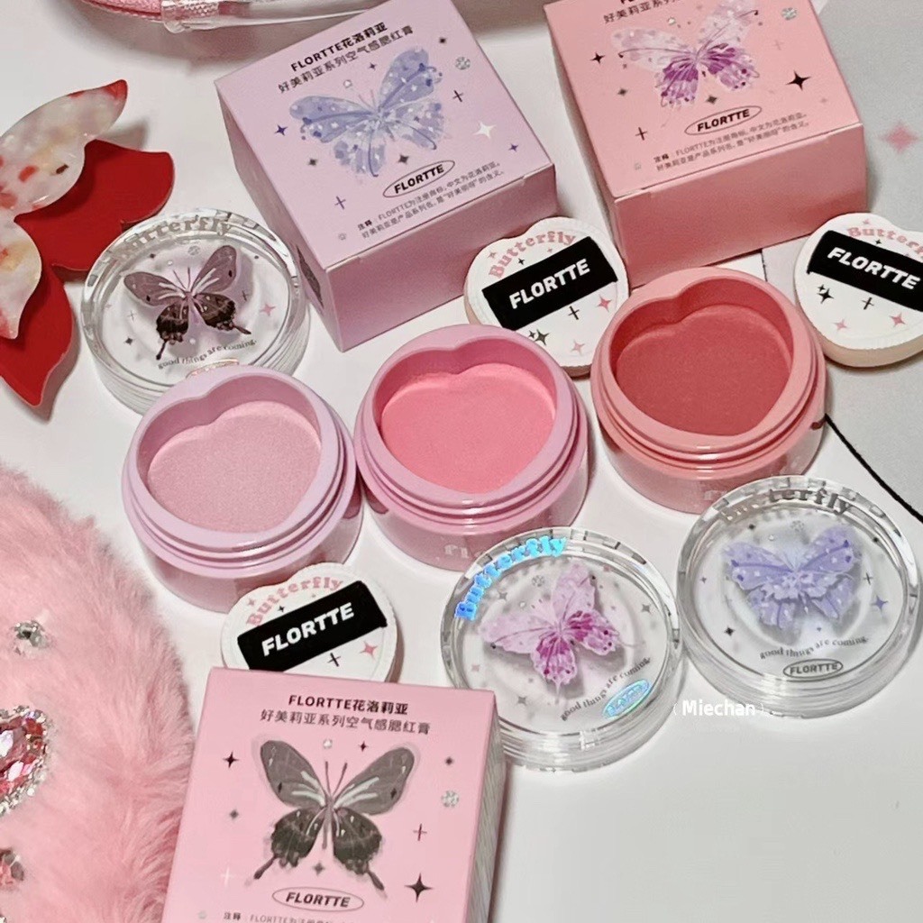 Phấn Má Hồng Flortte Butterfly  Airy Cream Blush Giúp Làm Sáng Da Cao Cấp 6g