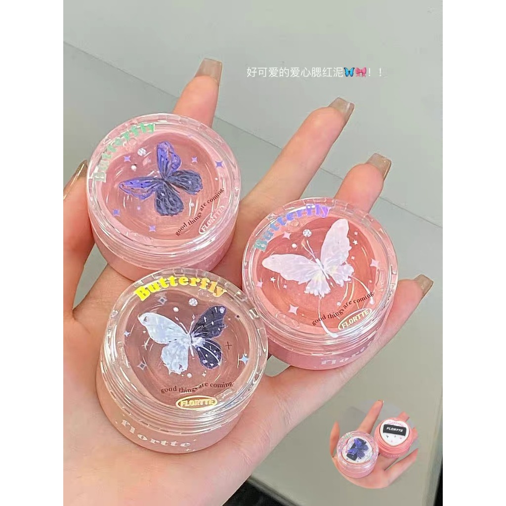Phấn Má Hồng Flortte Butterfly  Airy Cream Blush Giúp Làm Sáng Da Cao Cấp 6g