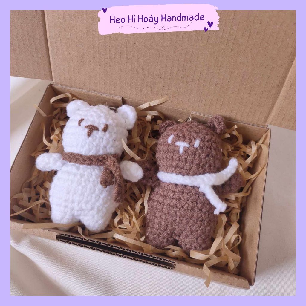 Móc Khóa Cặp Đôi Gấu Len by Heo Hí Hoáy Handmade