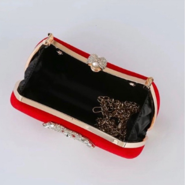 Túi Xách Đi Tiệc Sang Trọng Nhung Đính Đá Mã NNT