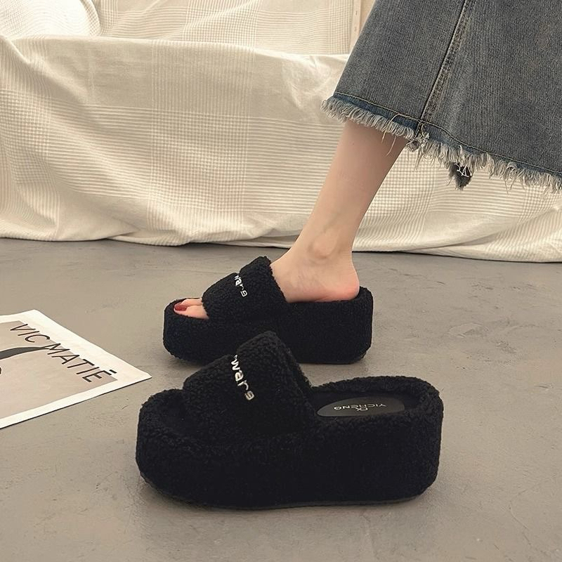 Dép Lông Cừu Đế Tôn Dáng 7cm