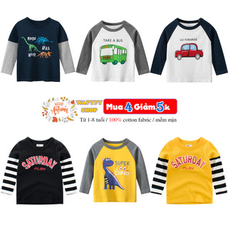 Áo bé trai 27KIDS áo thun dài tay cho bé siêu ngầu phối tay chất cotton hàng xuất Âu Mỹ