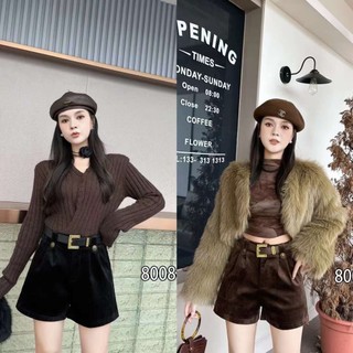 Quần sooc nhung mịn kèm đai 8008 hàng quảng châu