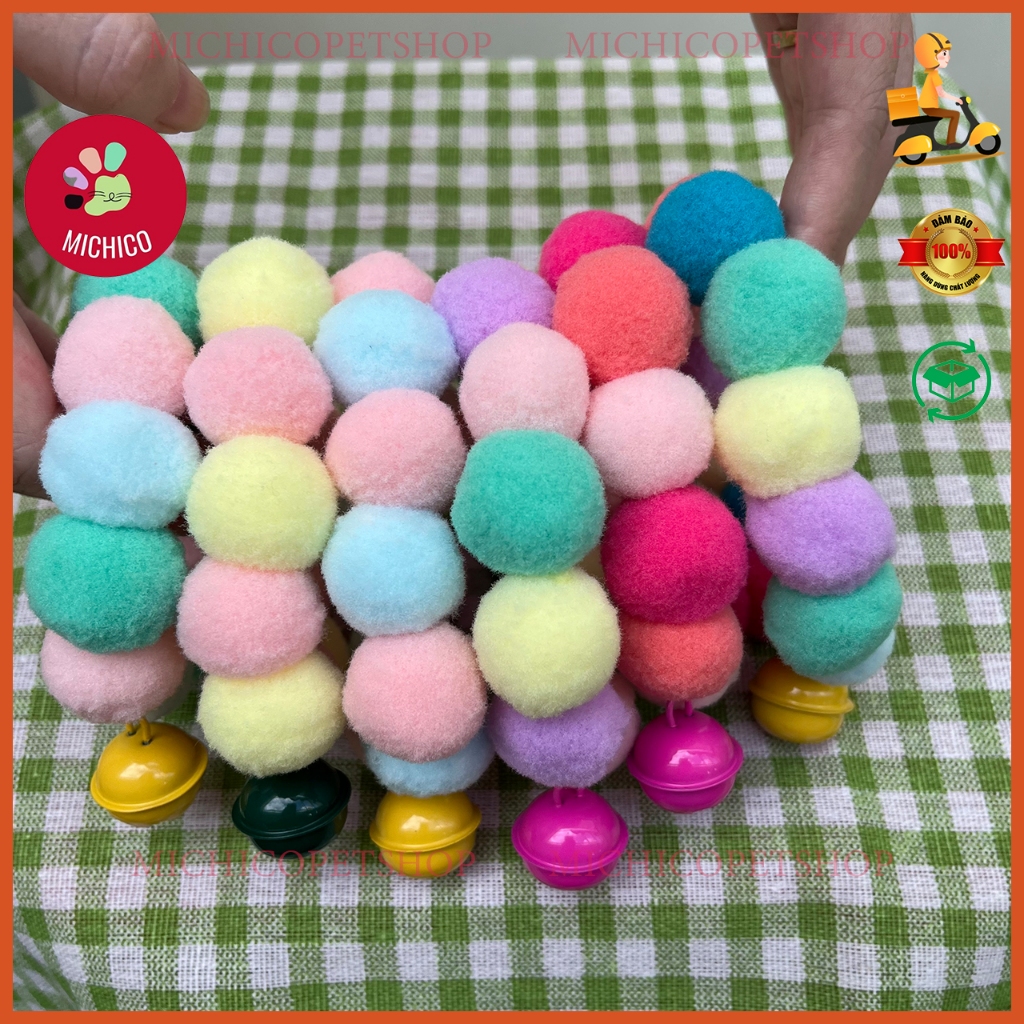 Vòng Cổ Pom Pom Cho Mèo - Có Chuông Đủ Màu