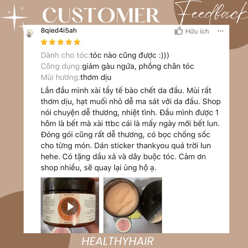 Tẩy tế bào chết da đầu Cam bạc hà - Healthy Hair giúp kiềm dầu, giảm gàu và làm phồng chân tóc