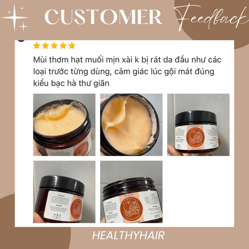 Tẩy tế bào chết da đầu Cam bạc hà - Healthy Hair giúp kiềm dầu, giảm gàu và làm phồng chân tóc