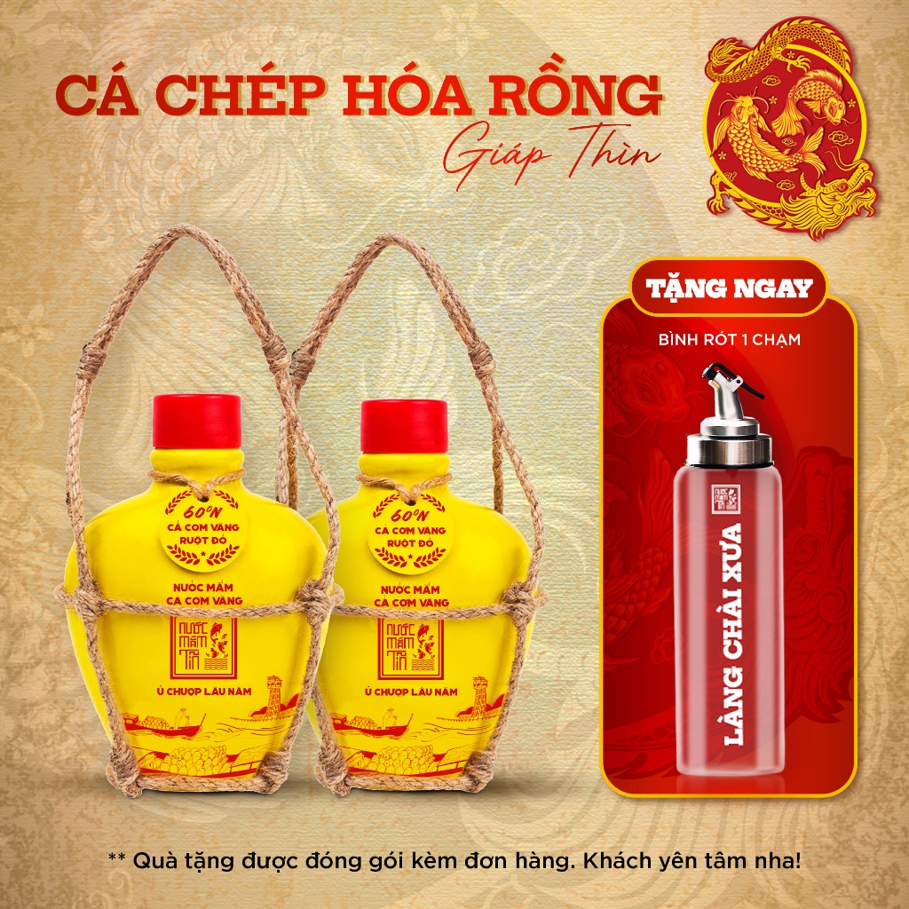 Nước Mắm Tĩn cá cơm vàng ruột đỏ độ đạm 60N 250ml rin nguyên chất